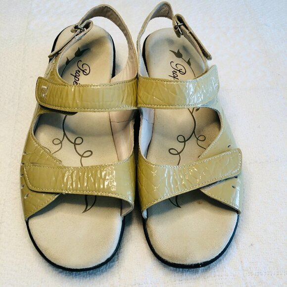 Propet Sandal Cream Metallic Croc Print Trinidad Comfort Leather Women’s size 8 - Picture 4 of 16